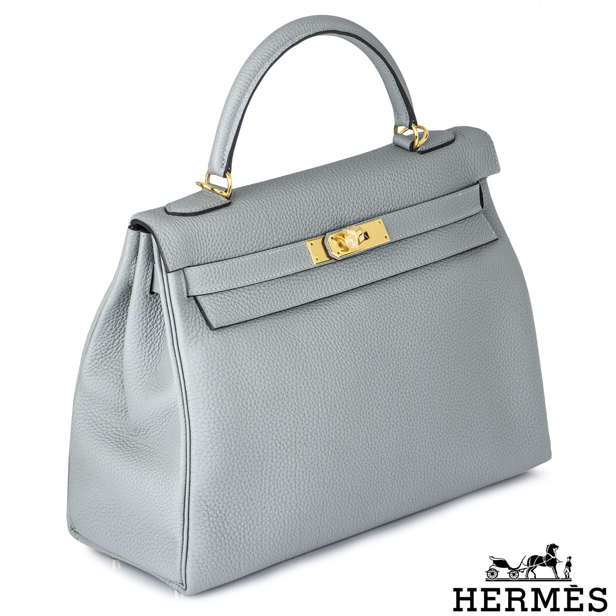 Hermes Kelly bag 25 Retourne Gris mouette Togo leather Silver